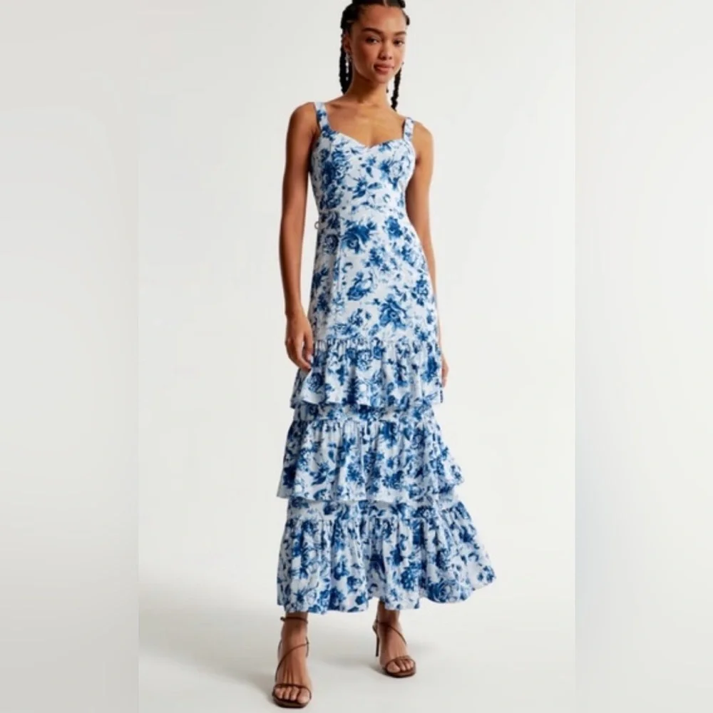 Abercrombie & Fitch Floral Drama Ruffle Tiered Maxi Dress SZ XL NWT - Picture 1 of 7